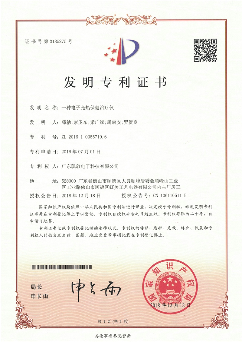 發(fā)明專利——一種電子光熱保健治療儀
